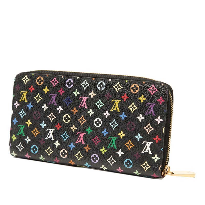 Louis Vuitton Monogram Multicolor Zippy Wallet Zip Around Black Leather — view 3