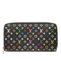 Louis Vuitton Monogram Multicolor Zippy Wallet Zip Around Black Leather