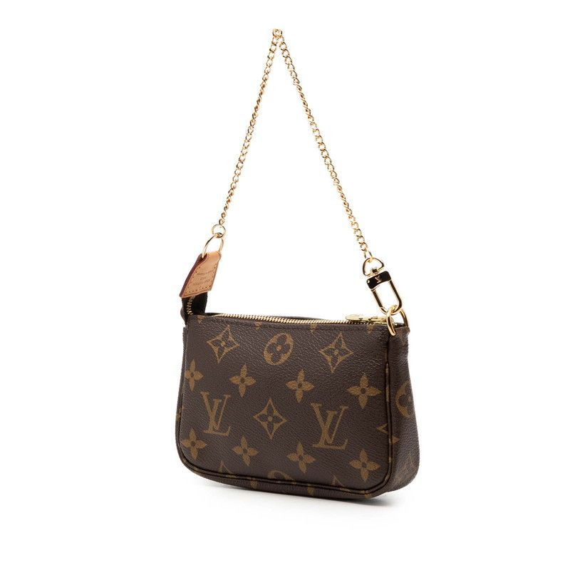 Louis Vuitton Monogram Mini Pochette Soirle Chain Handbag Pouch Brown Leather — view 2