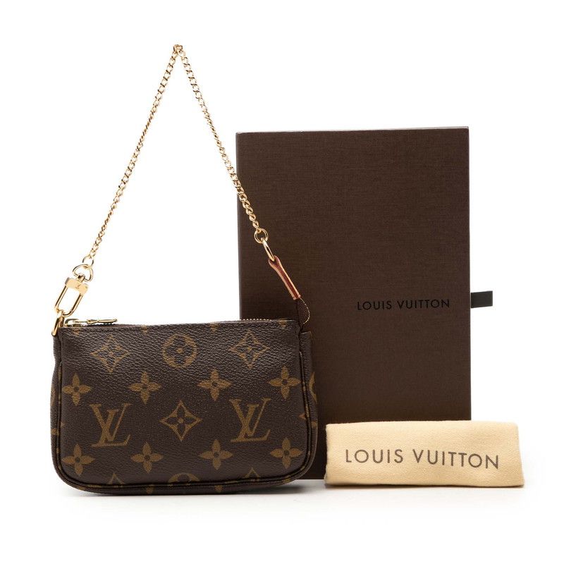 Louis Vuitton Monogram Mini Pochette Soirle Chain Handbag Pouch Brown Leather — view 7