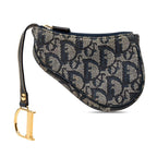 Dior Trotter Saddle Coin Case Mini Pouch Navy Canvas Leather — view 2