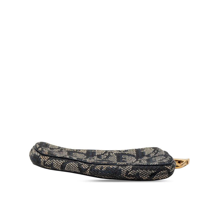 Dior Trotter Saddle Coin Case Mini Pouch Navy Canvas Leather — view 3