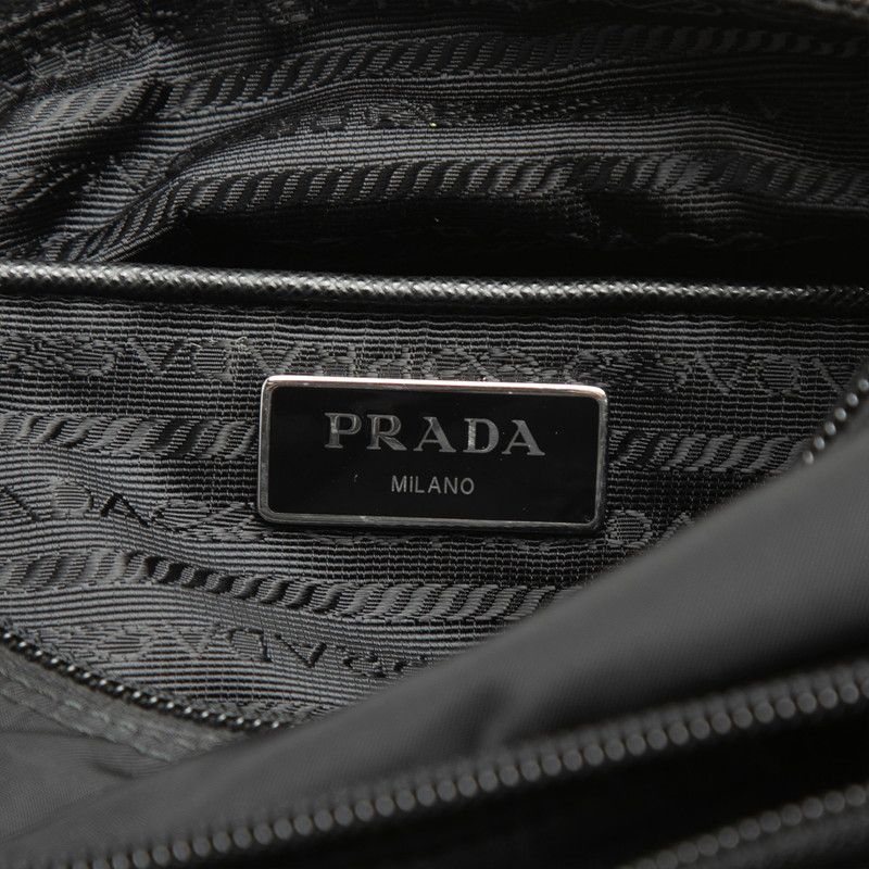 Prada Crossbody Shoulder Bag Black Nylon Leather — view 5