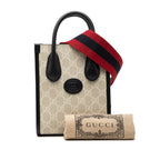 Gucci GG Supreme Mini Tote Shoulder Bag 2-Way Natural Navy Leather — view 8