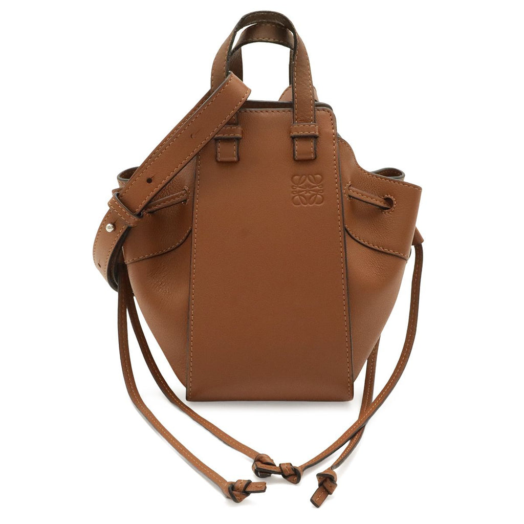 Loewe Hammock Drawstring Mini 2-Way Shoulder Bag Crossbody Leather Tan Brown