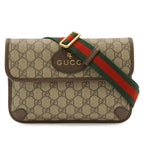 Gucci GG Supreme Metal Cat Head Sherry Line Belt Bag Leather Khaki Beige Mocha