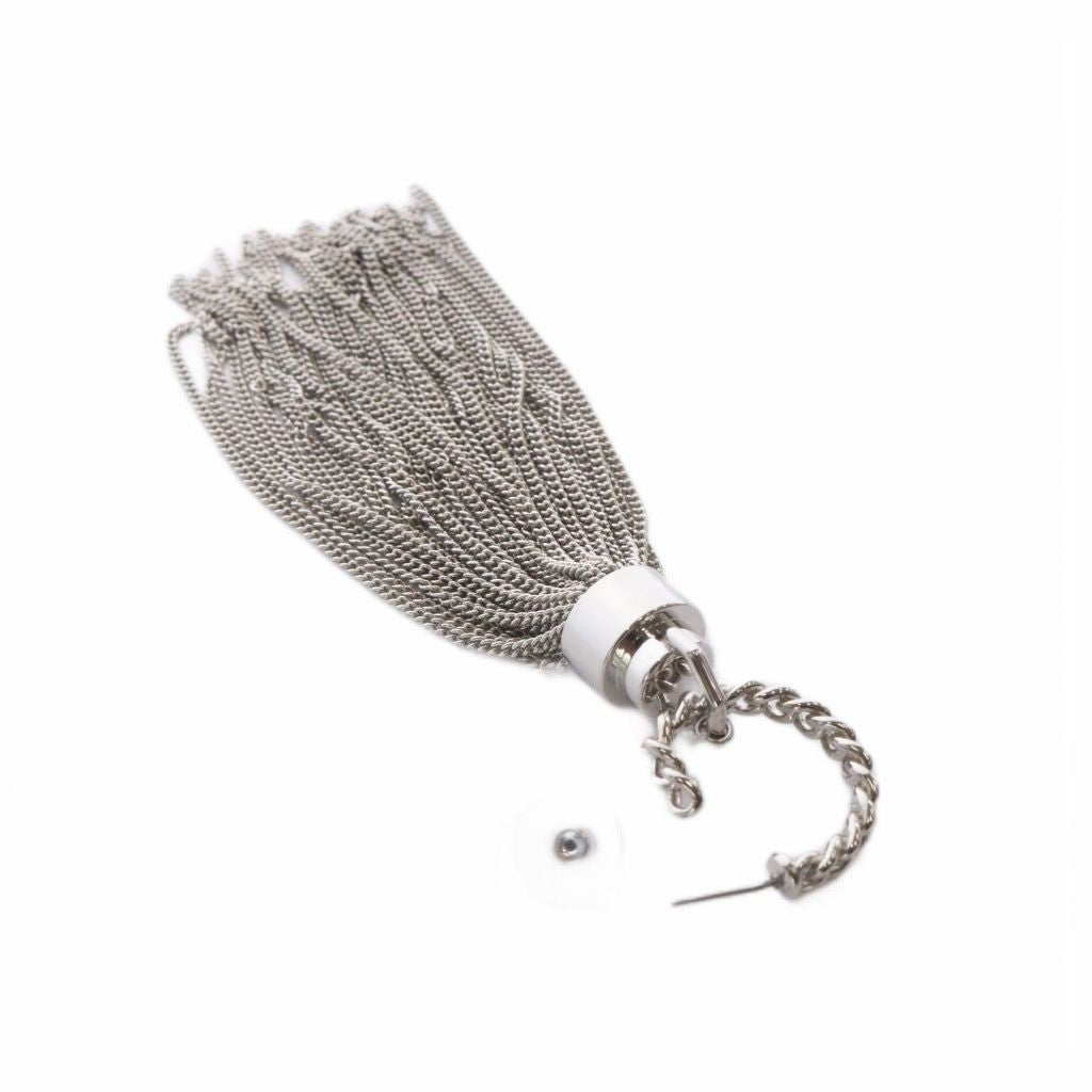 Saint Laurent Paris Tassel Earrings Chain Silver — view 4