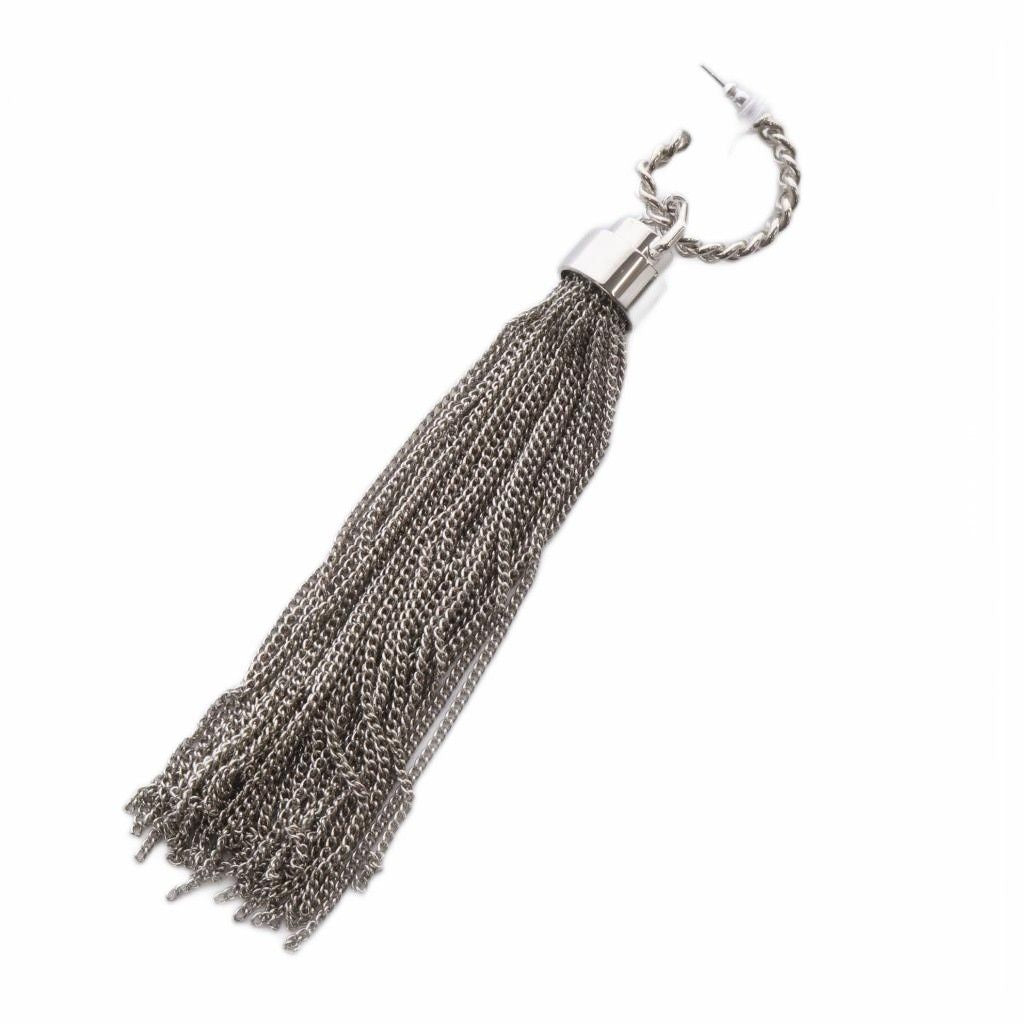 Saint Laurent Paris Tassel Earrings Chain Silver — view 3