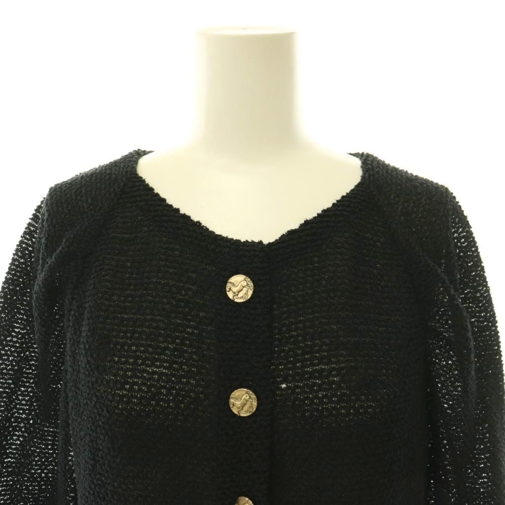 Chanel 18c Hose Button Tweed Cardigan 3/4 Sleeve 38 Black — view 4