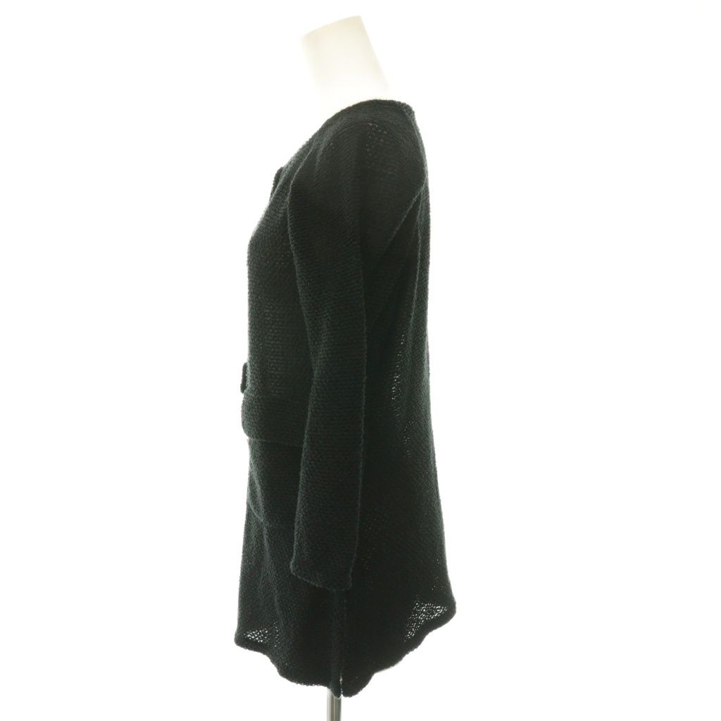 Chanel 18c Hose Button Tweed Cardigan 3/4 Sleeve 38 Black — view 3