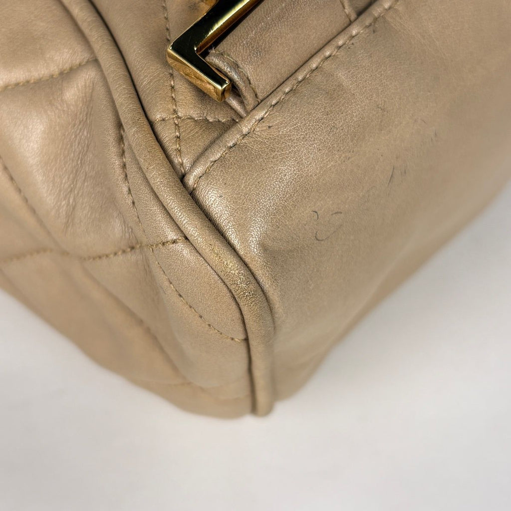 Chanel Backpack Quilted CC Logo Leather Beige — view 4