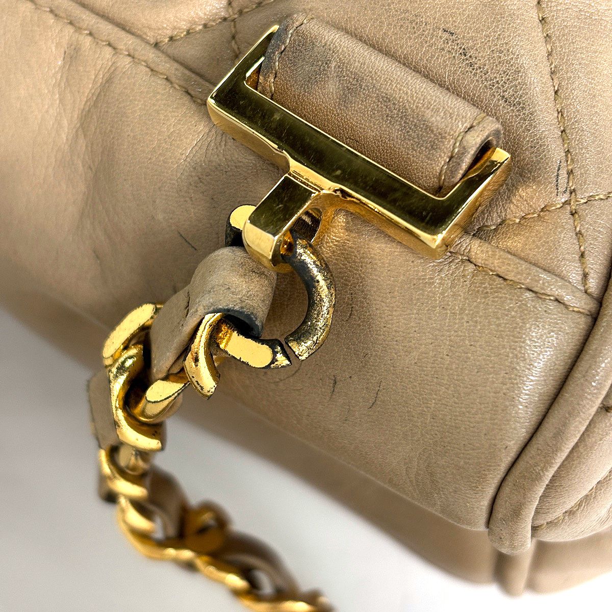 Chanel Backpack Quilted CC Logo Leather Beige — view 6