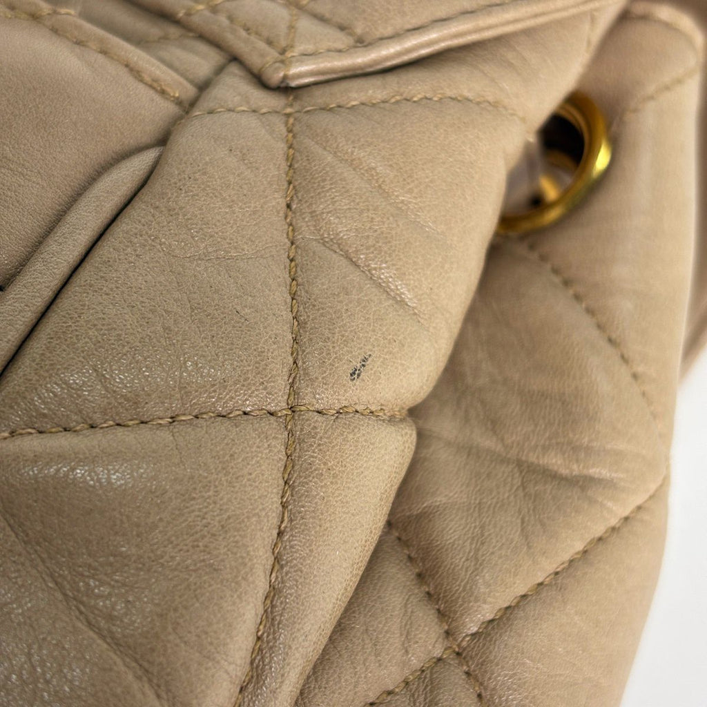 Chanel Backpack Quilted CC Logo Leather Beige — view 8