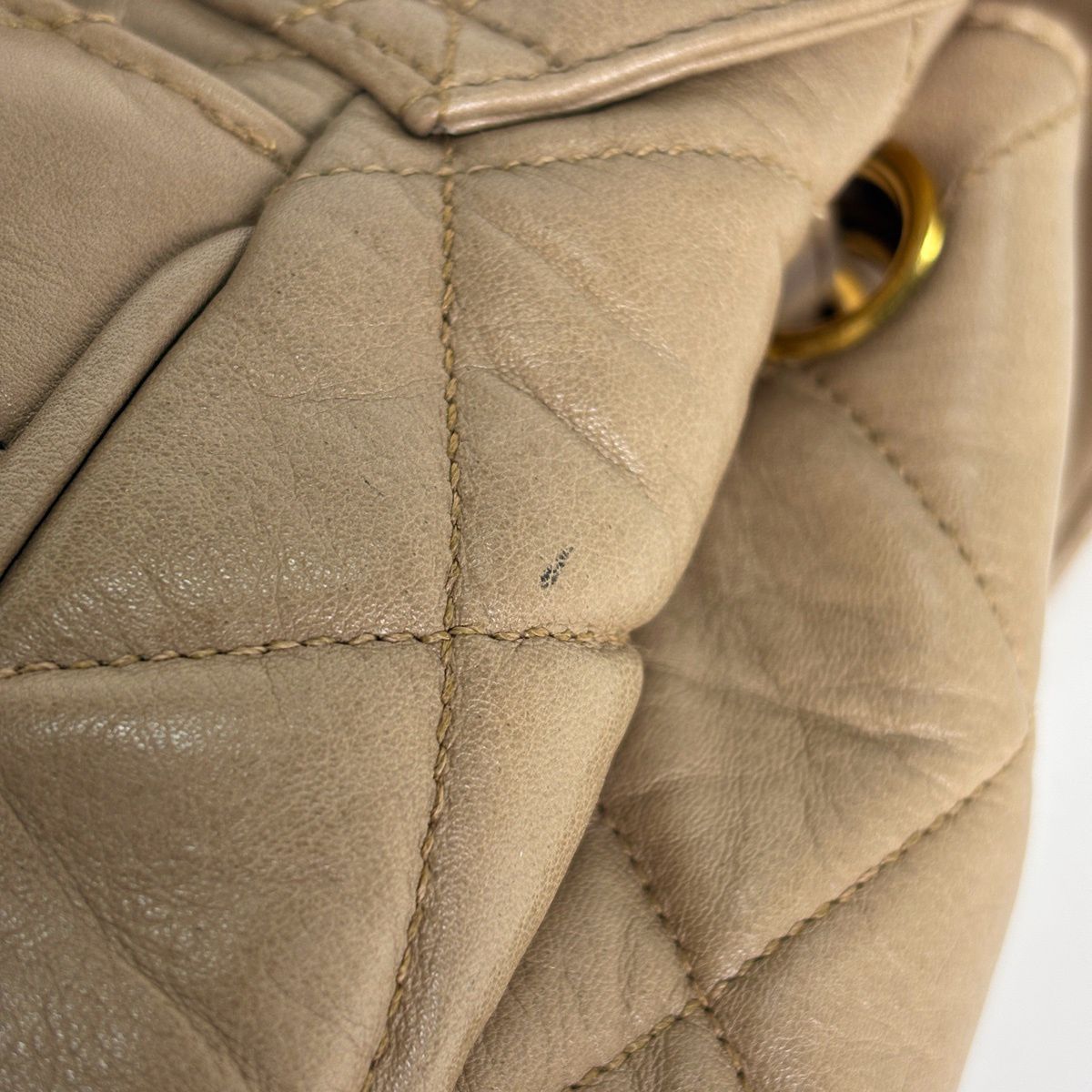 Chanel Backpack Quilted CC Logo Leather Beige — view 8