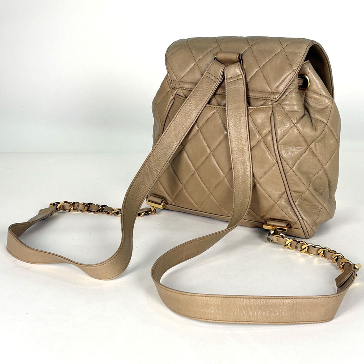Chanel Backpack Quilted CC Logo Leather Beige — view 2