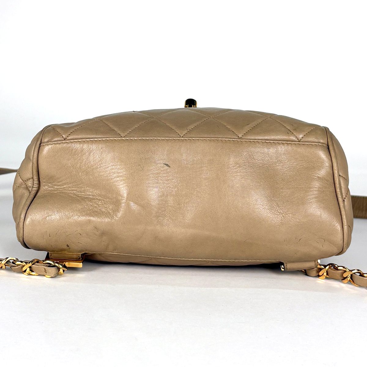 Chanel Backpack Quilted CC Logo Leather Beige — view 3