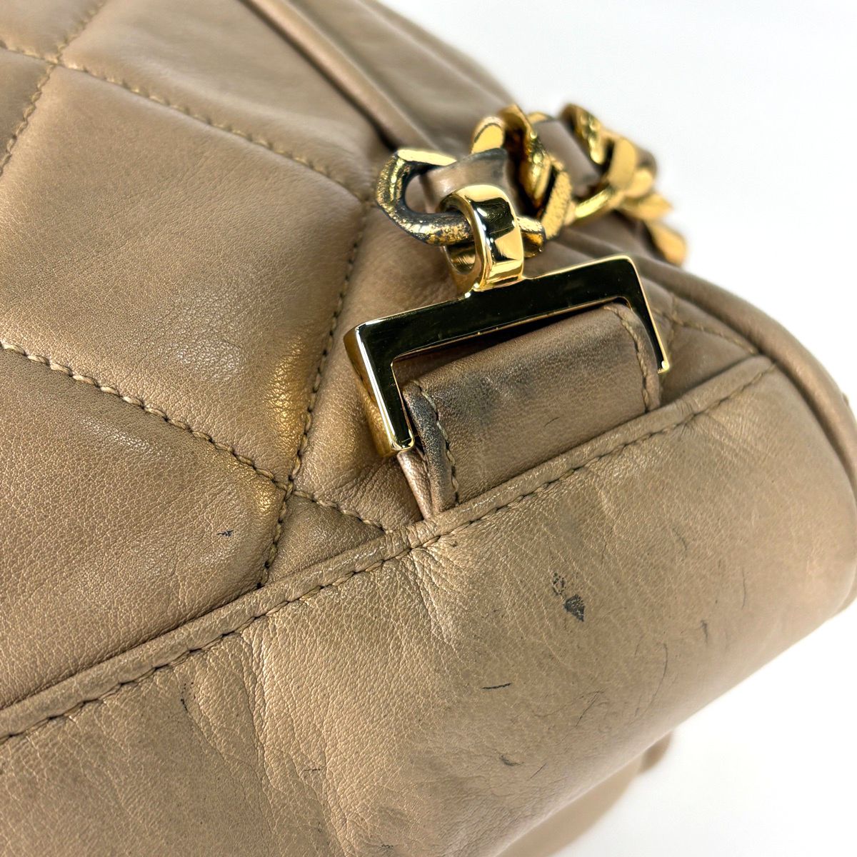 Chanel Backpack Quilted CC Logo Leather Beige — view 5