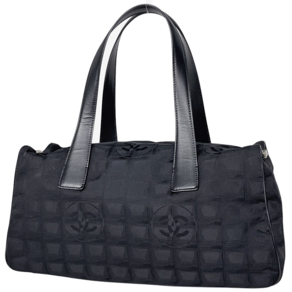 Chanel New Travel Line Handbag CC Logo Nylon Jacquard Black