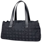 Chanel New Travel Line Handbag CC Logo Nylon Jacquard Black