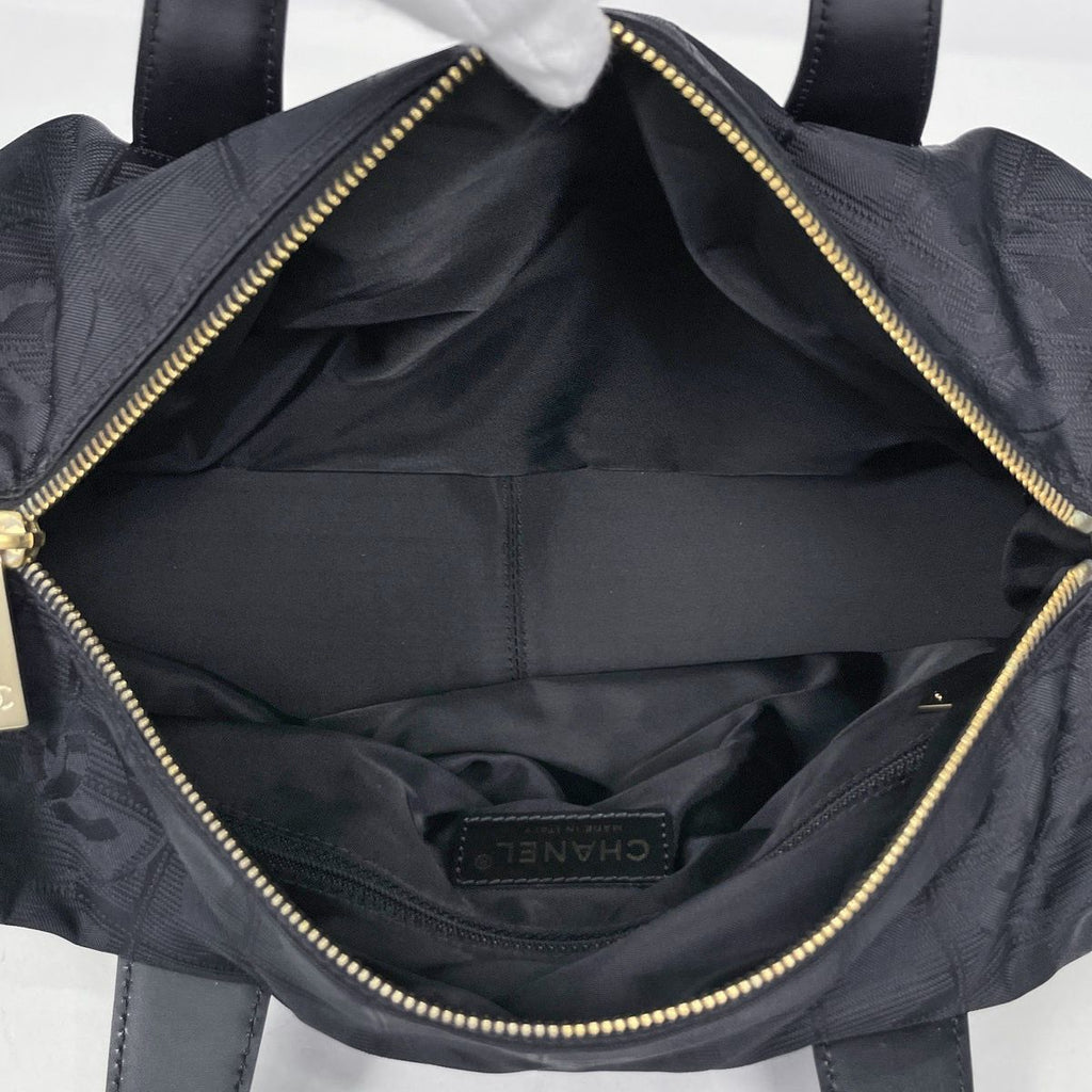 Chanel New Travel Line Handbag CC Logo Nylon Jacquard Black — view 6