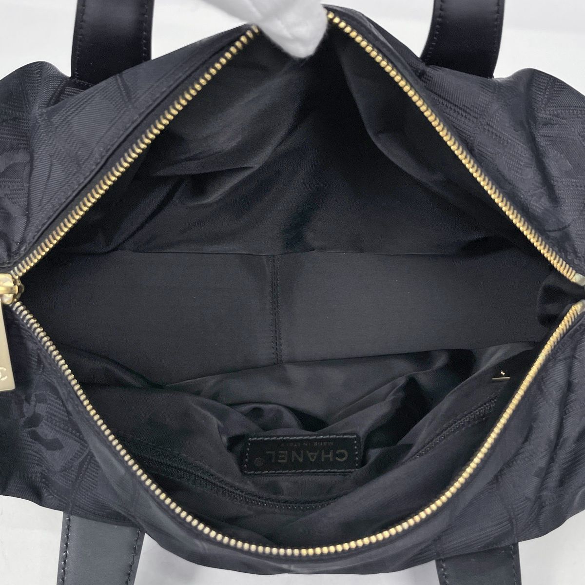 Chanel New Travel Line Handbag CC Logo Nylon Jacquard Black — view 6