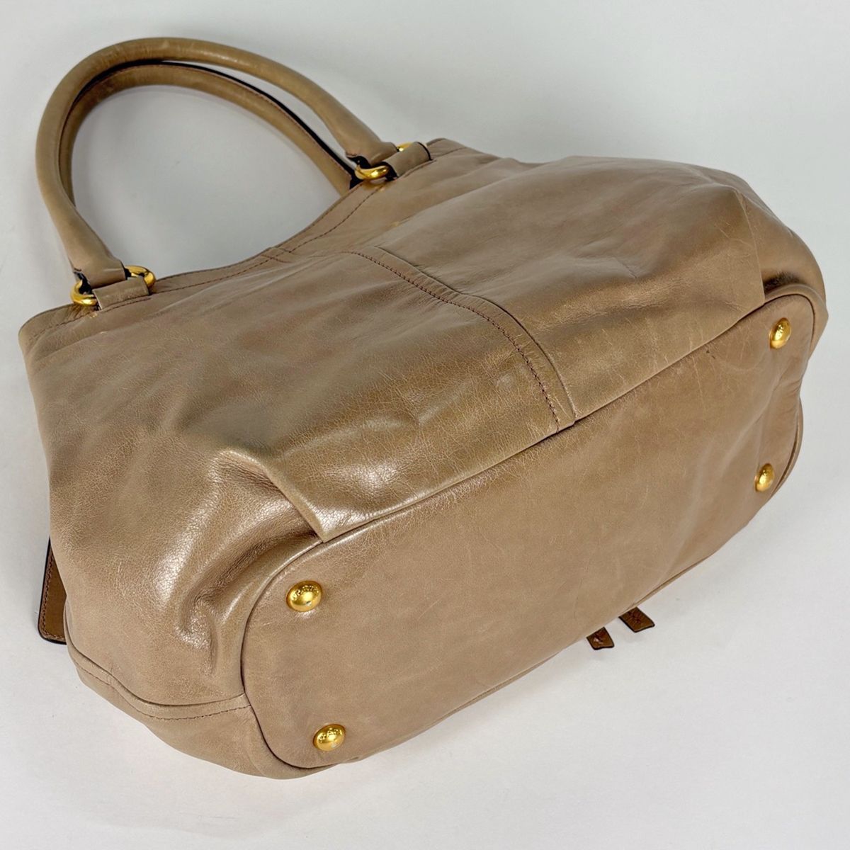 Prada Handbag 2-Way Leather Beige — view 2