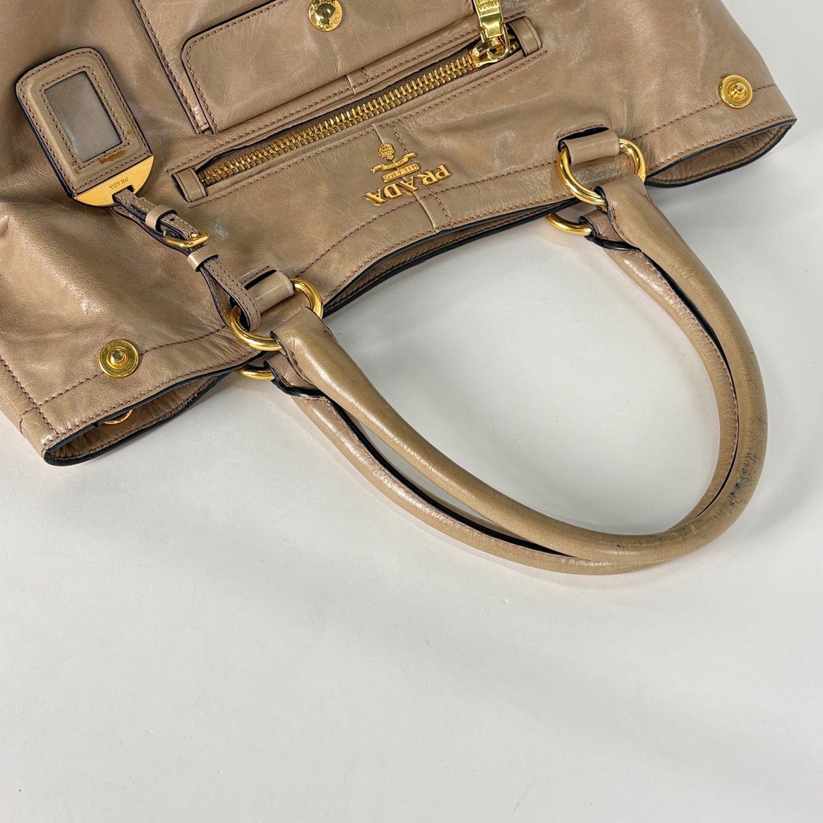 Prada Handbag 2-Way Leather Beige — view 7