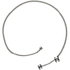 Chanel Belt CC Logo Chain Silver Plated Necklace
