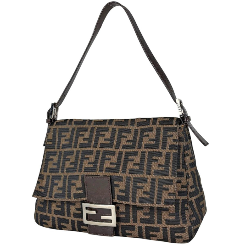 Fendi Shoulder Bag Zucca Pattern Mamma Baguette Canvas Brown