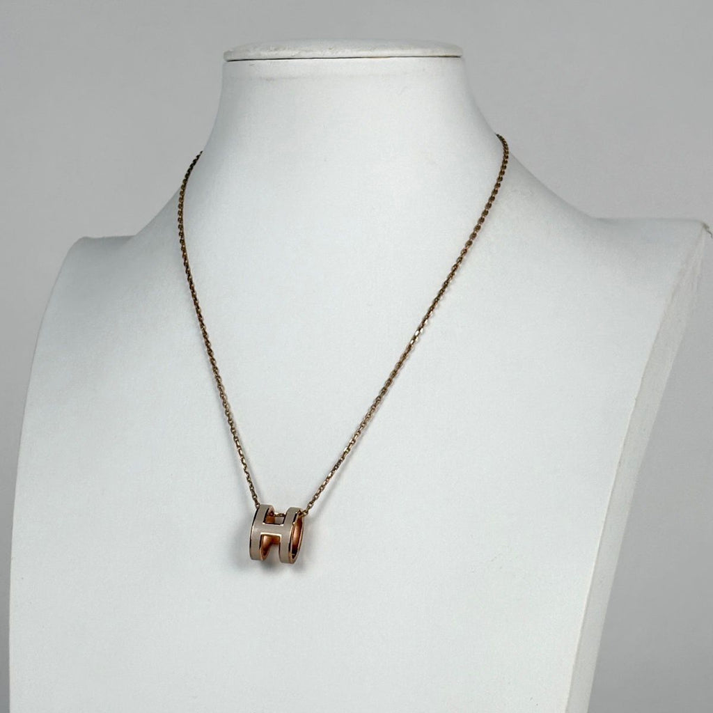 Hermes Pop H Necklace Beige Gold — view 4