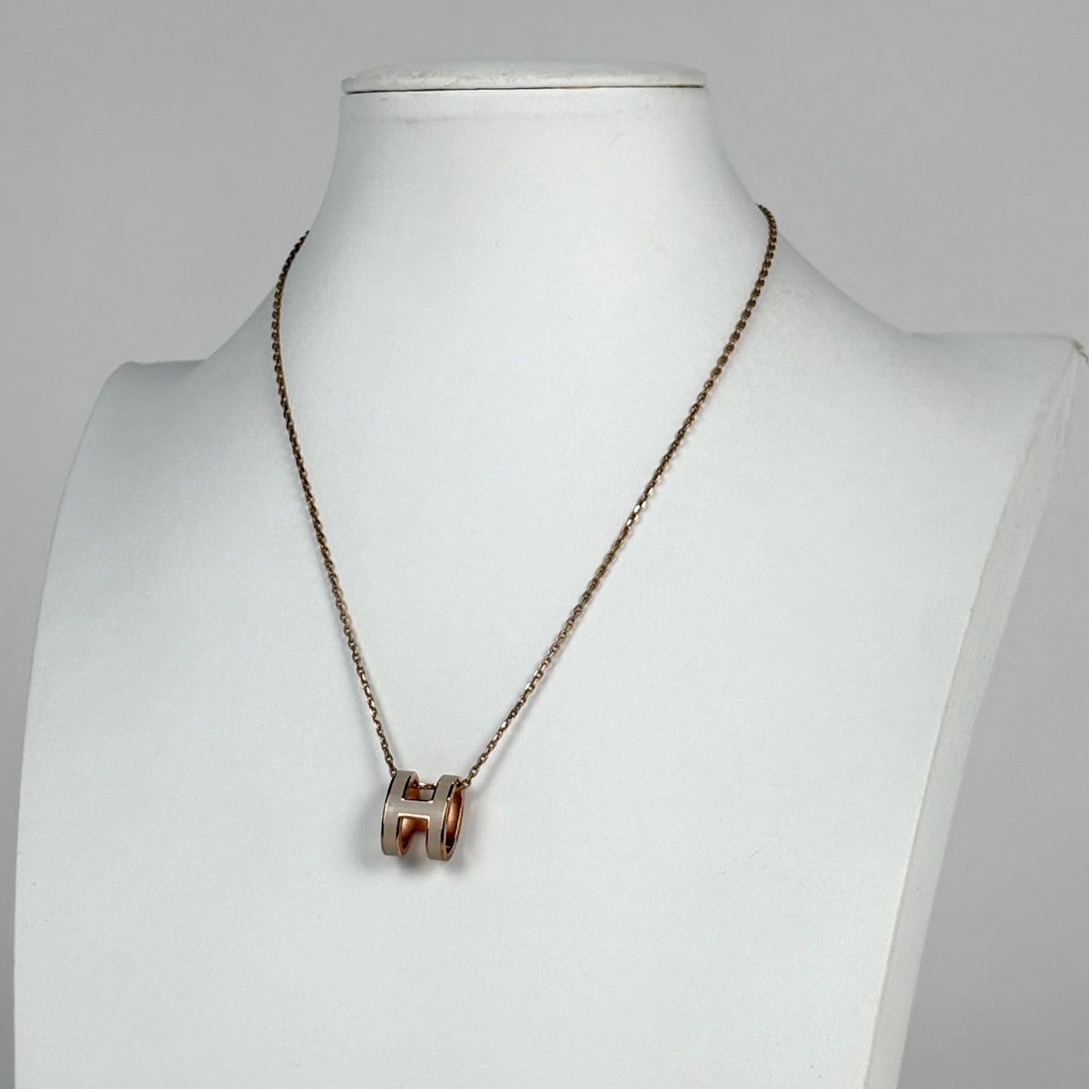 Hermes Pop H Necklace Beige Gold — view 4