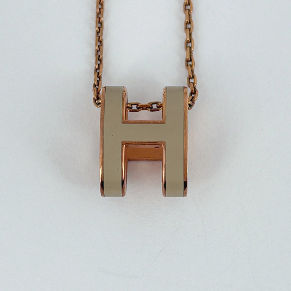 Hermes Pop H Necklace Beige Gold — view 2