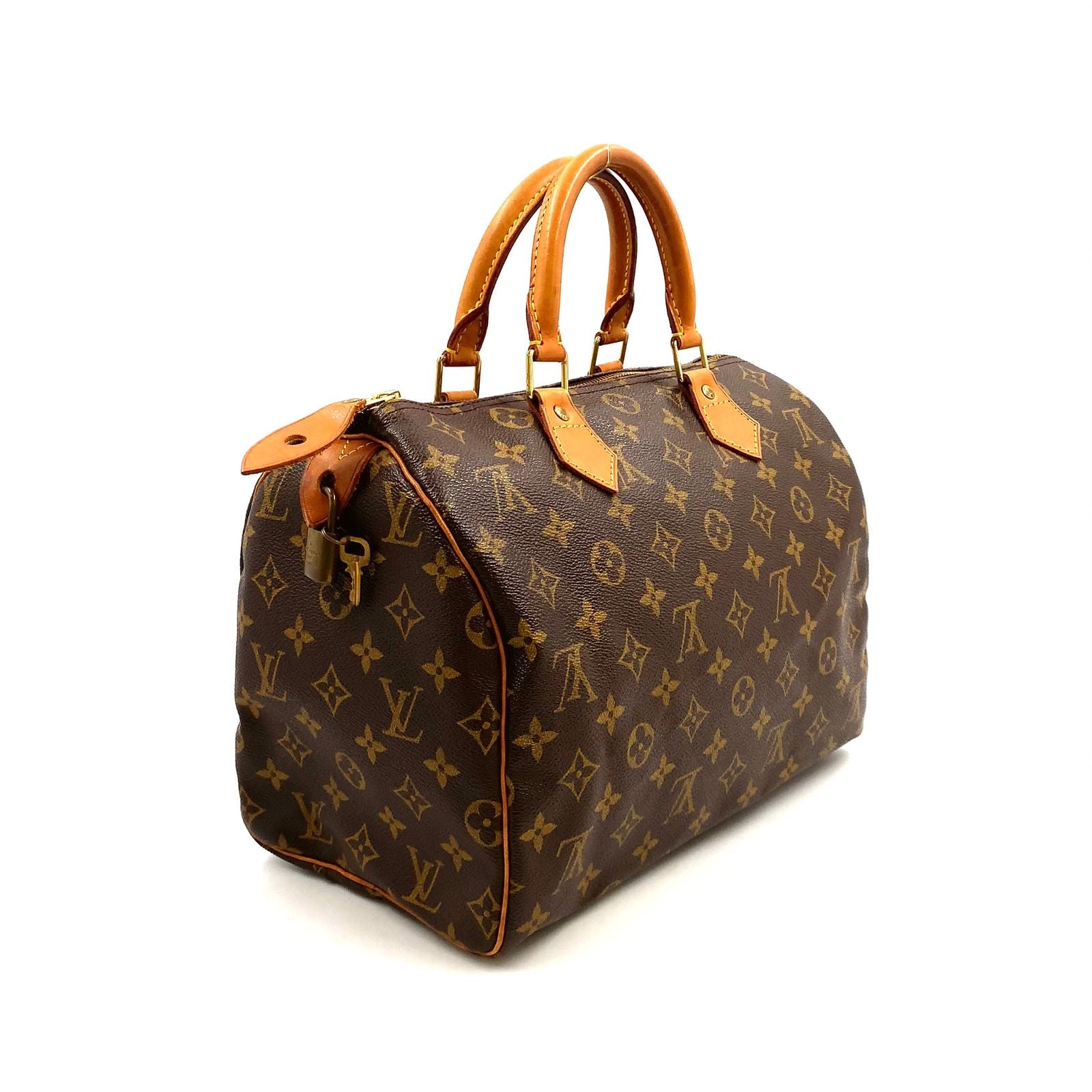 Louis Vuitton Speedy 30 Monogram Leather Brown Light Handbag Gold — view 2