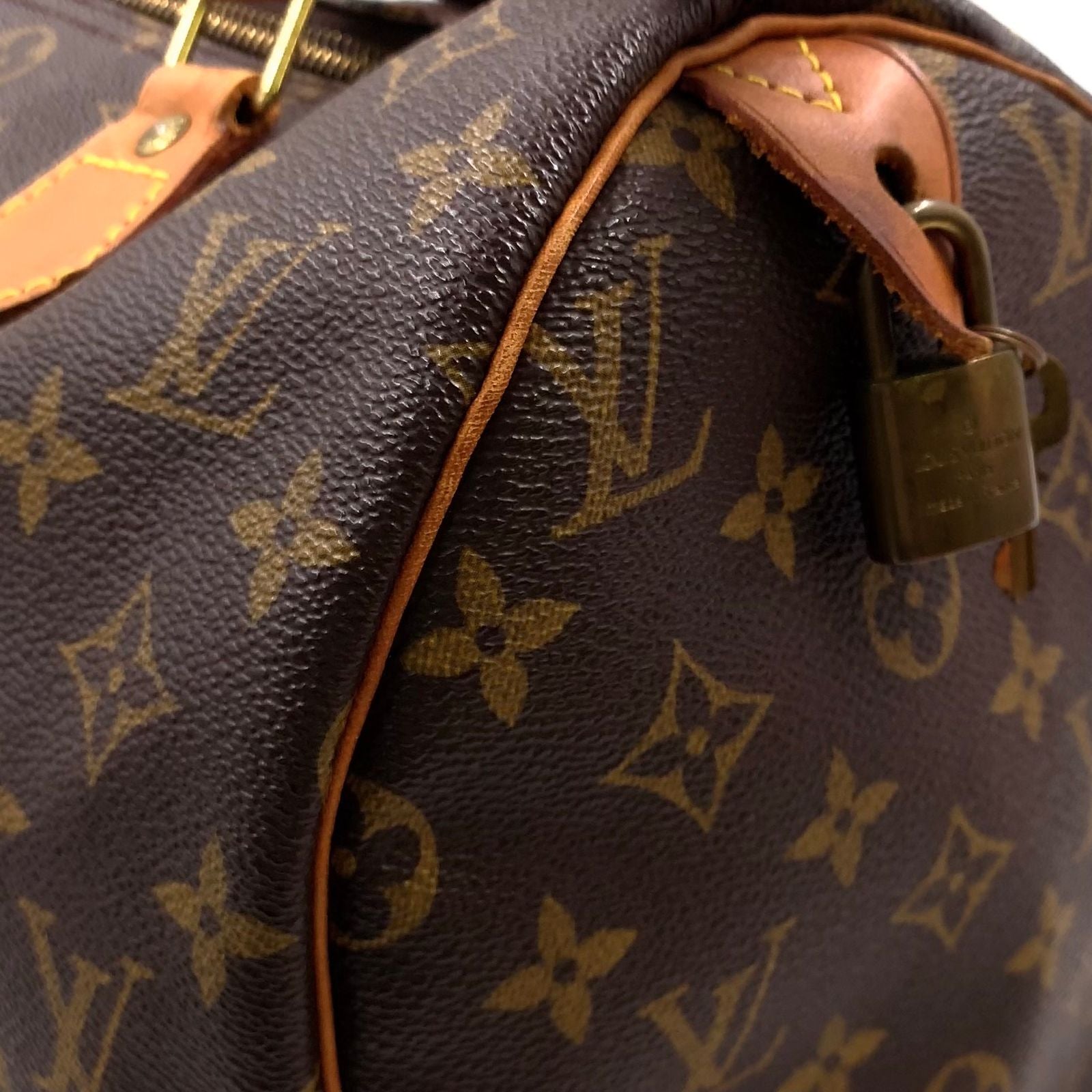 Louis Vuitton Speedy 30 Monogram Leather Brown Light Handbag Gold — view 6