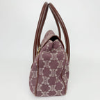 Celine C Macadam Buckle Tote Bag Canvas Leather Bordeaux Brown Gold Vintage — view 5