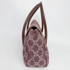 Celine C Macadam Buckle Tote Bag Canvas Leather Bordeaux Brown Gold Vintage — view 7