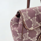 Celine C Macadam Buckle Tote Bag Canvas Leather Bordeaux Brown Gold Vintage — view 6