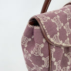 Celine C Macadam Buckle Tote Bag Canvas Leather Bordeaux Brown Gold Vintage — view 8