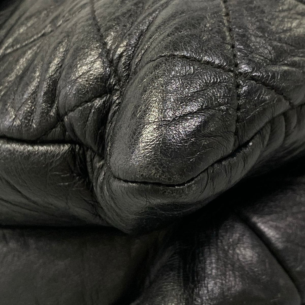 Chanel Shoulder Bag Quilted Black Silver Double Flap Leather — view 6