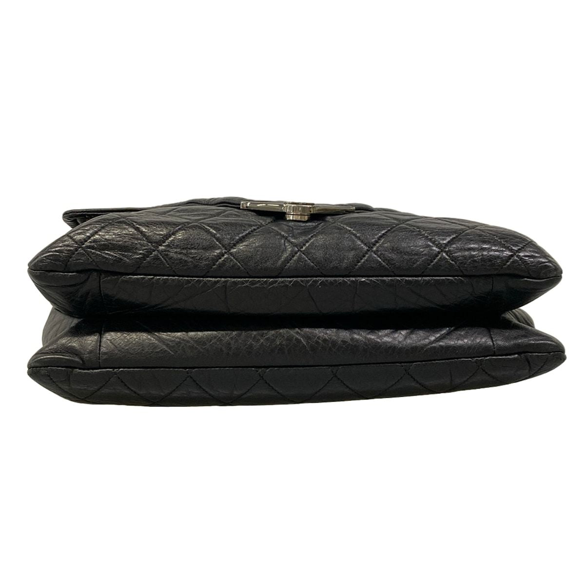 Chanel Shoulder Bag Quilted Black Silver Double Flap Leather — view 5
