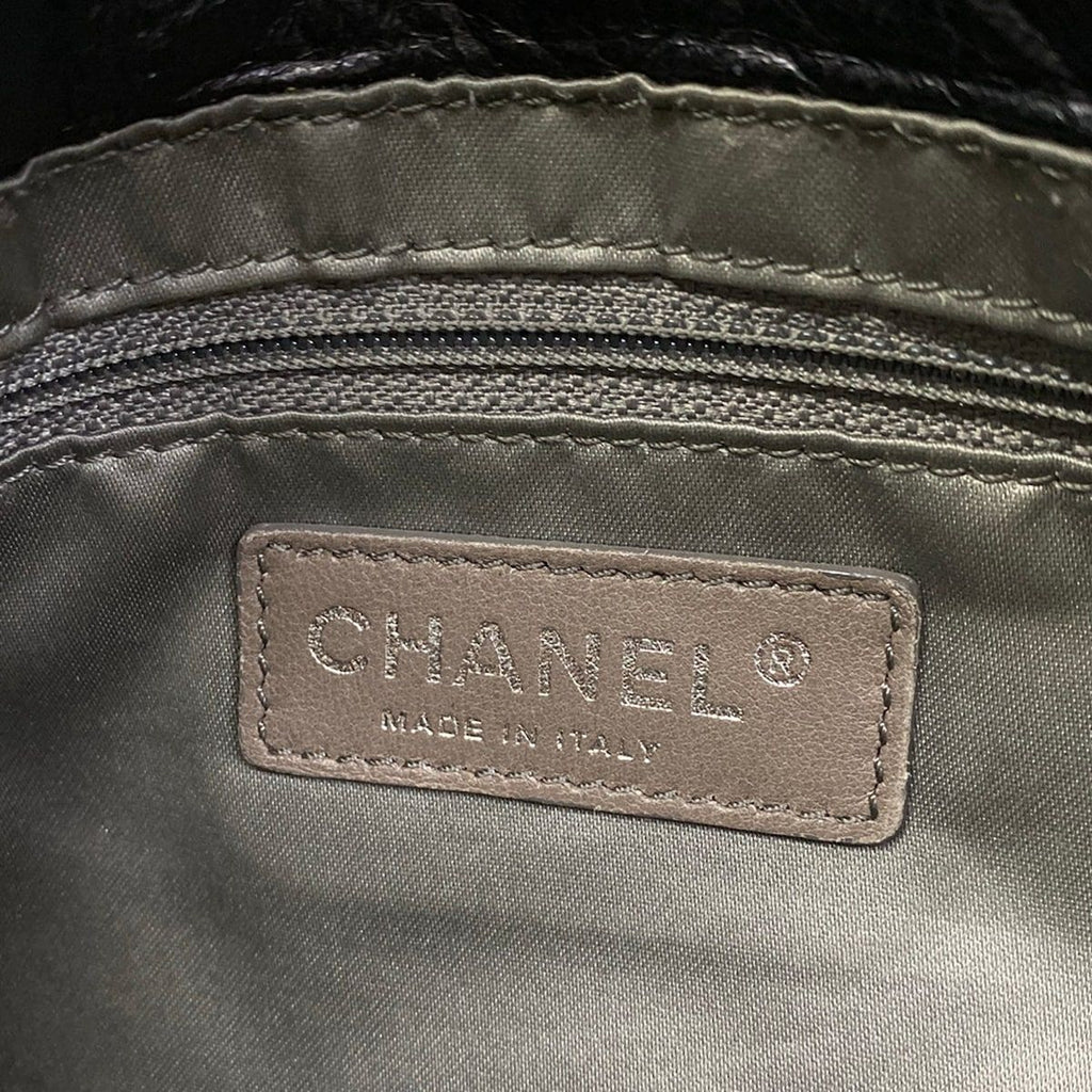 Chanel Shoulder Bag Quilted Black Silver Double Flap Leather — view 8