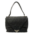Chanel Shoulder Bag Quilted Black Silver Double Flap Leather