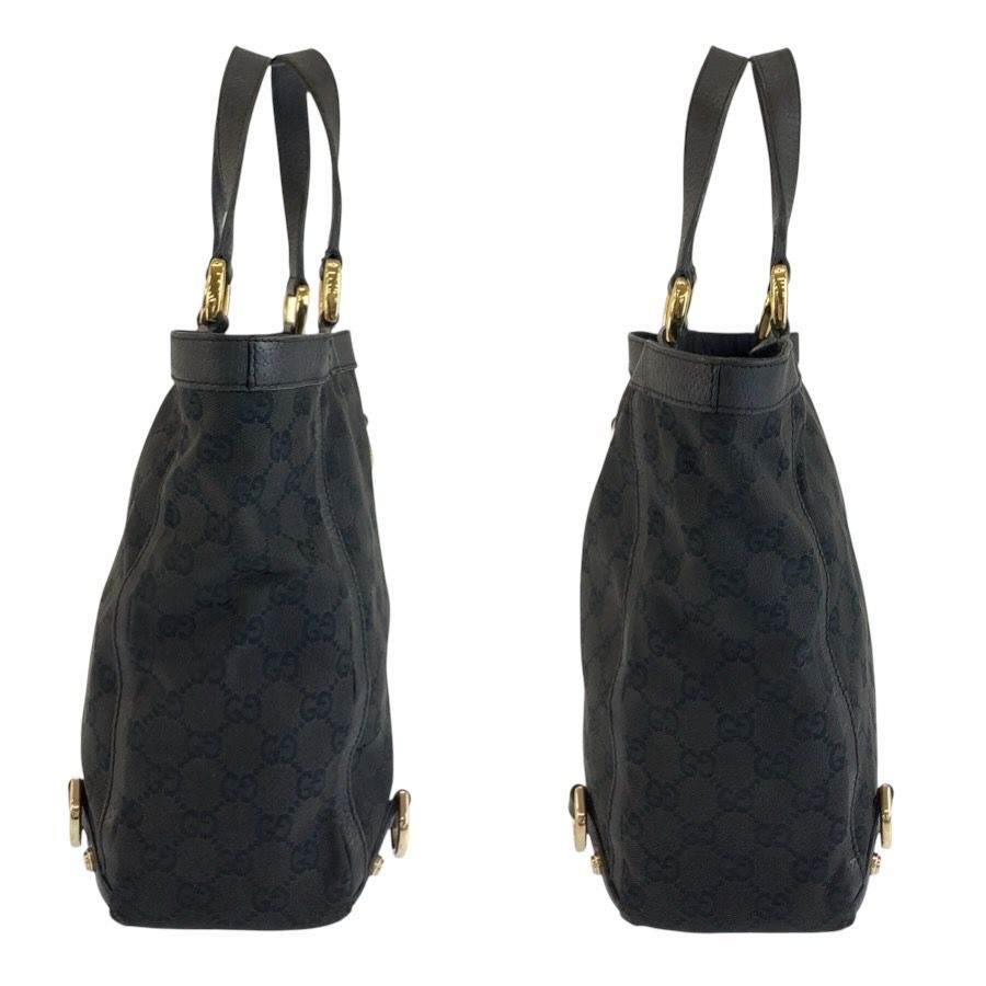 Gucci Abbey Black Gold GG Canvas Leather Tote Bag — view 7