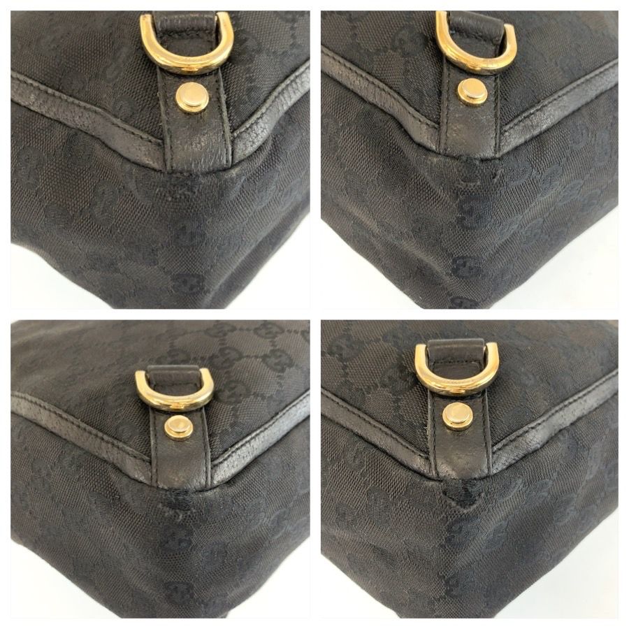 Gucci Abbey Black Gold GG Canvas Leather Tote Bag — view 5