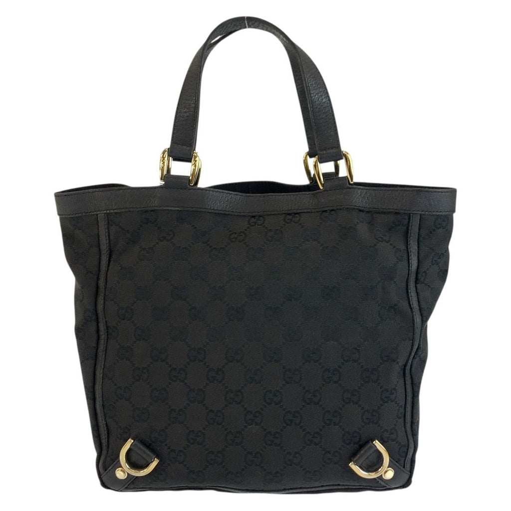 Gucci Abbey Black Gold GG Canvas Leather Tote Bag — view 2