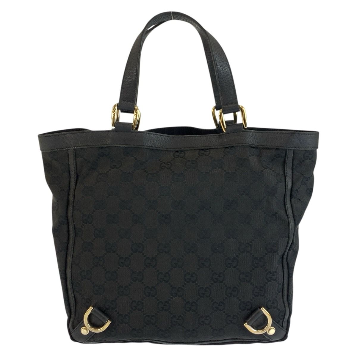 Gucci Abbey Black Gold GG Canvas Leather Tote Bag — view 2