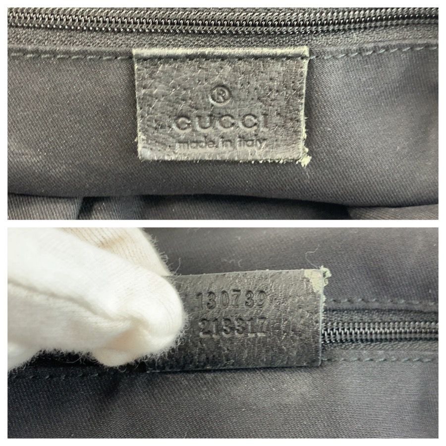 Gucci Abbey Black Gold GG Canvas Leather Tote Bag — view 3