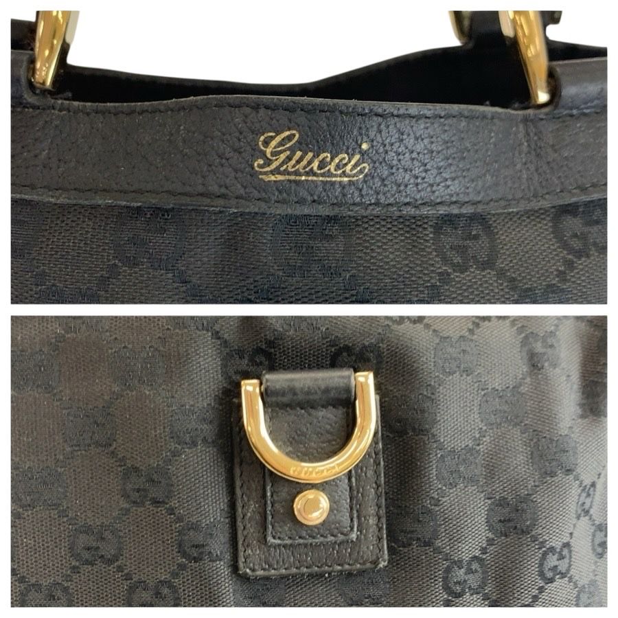 Gucci Abbey Black Gold GG Canvas Leather Tote Bag — view 4