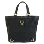 Gucci Abbey Black Gold GG Canvas Leather Tote Bag