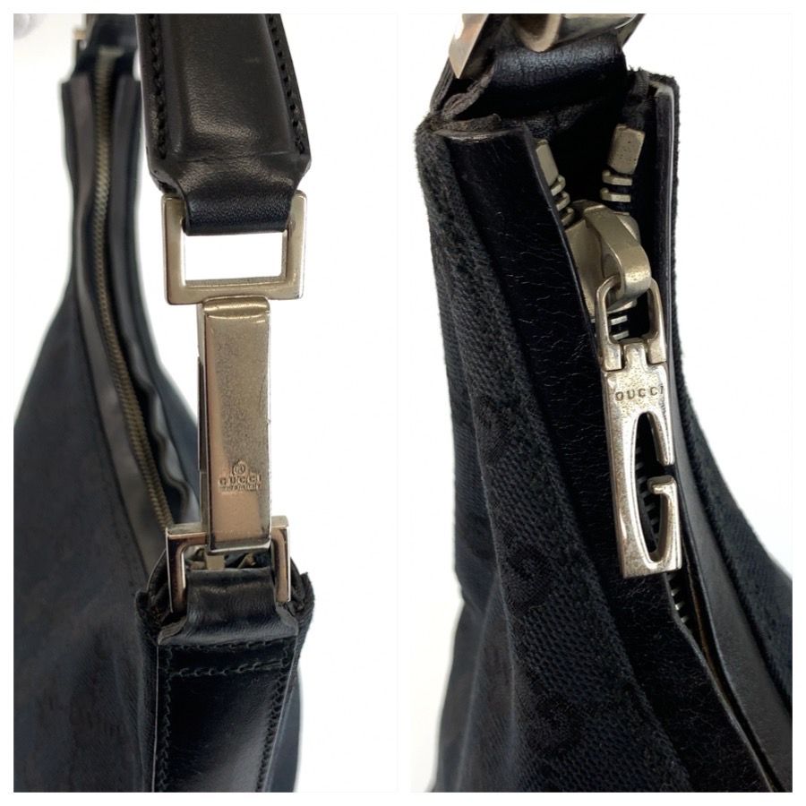 Gucci Black Silver GG Canvas Leather 000 Shoulder Bag — view 6